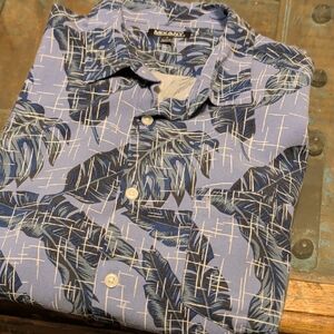 Men's Blue Leaf Print Shirt